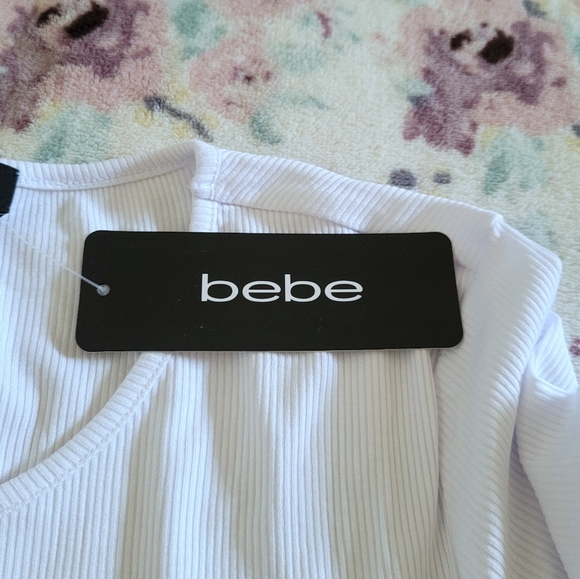 bebe White Ribbed Top - NWT - Picture 6 of 14